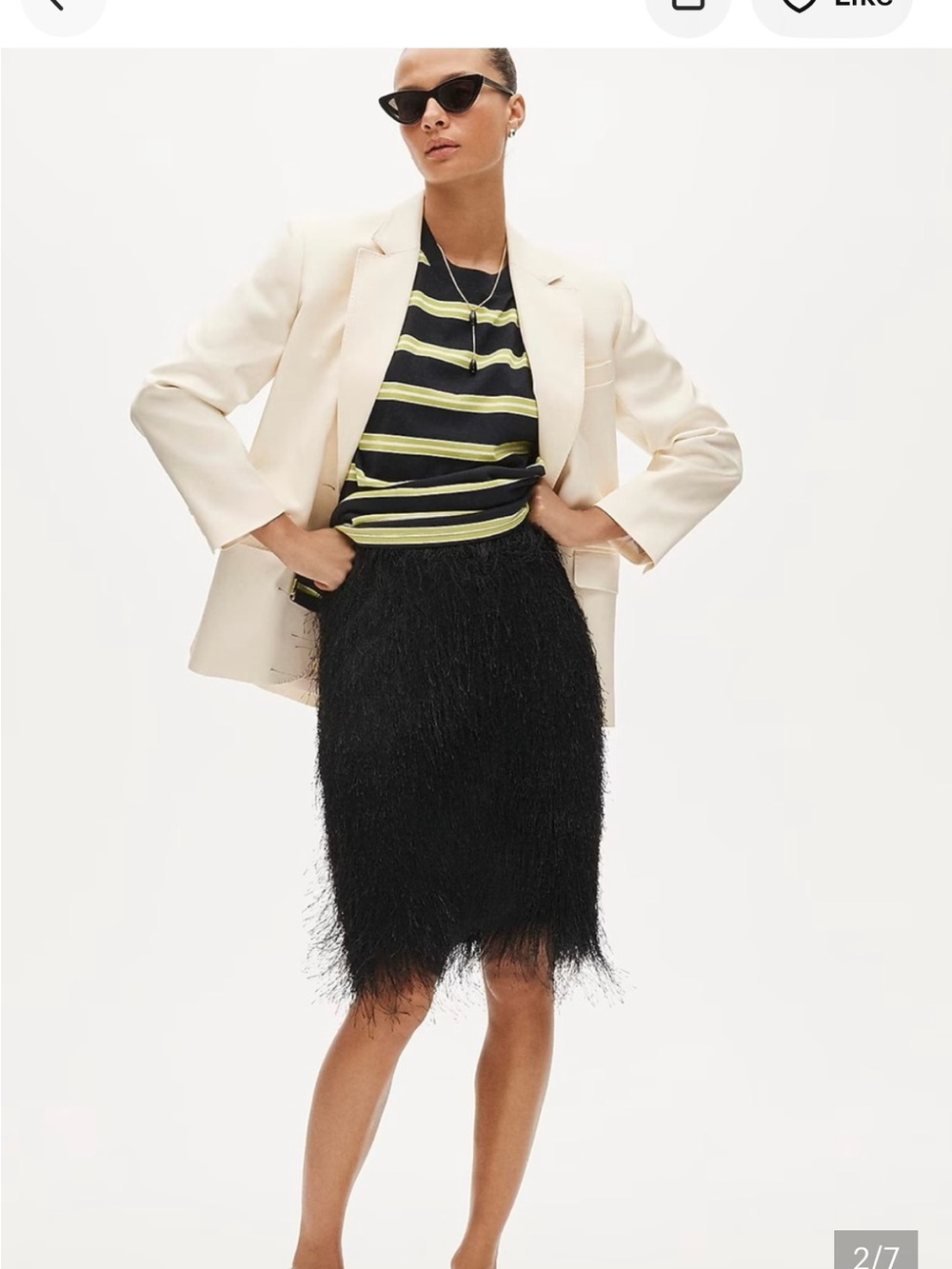J. Crew collection Black Fringe Pencil Skirt
